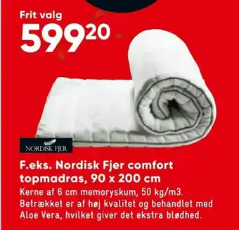 Bilka Nordisk Fjer comfort topmadras, 90 x 200 cm tilbud