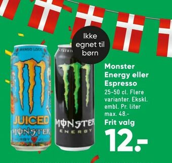 Bilka Monster Energy eller Espresso tilbud