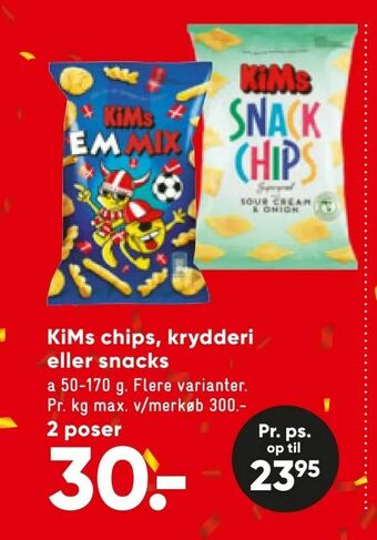 Bilka KiMs chips, krydderi eller snacks tilbud