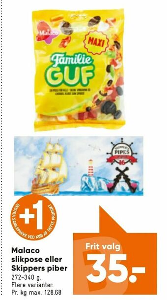 Bilka Malaco slikpose eller Skippers piber tilbud