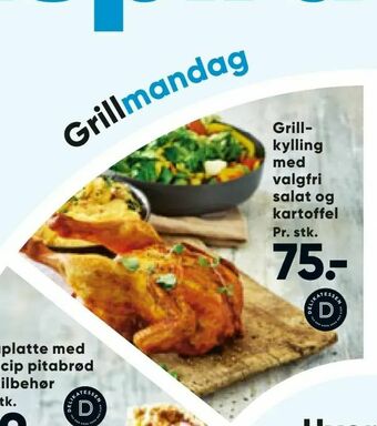 Bilka Grillkylling med valgfri salat og kartoffel tilbud