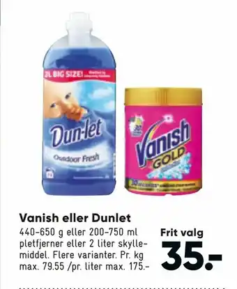 Bilka Vanish eller Dunlet tilbud