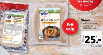 Lidl Alpenfest bierwurst tilbud