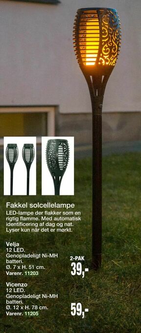 Harald Nyborg Fakkel solcellelampe tilbud