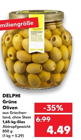 Kaufland DELPHI grüne oliven tilbud