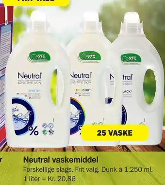 Neutral vaskemiddel