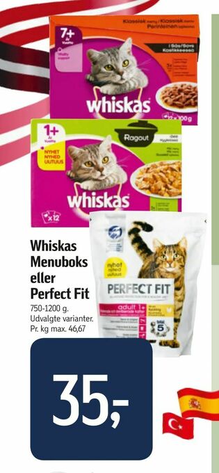 Føtex Whiskas Menuboks eller Perfect Fit tilbud