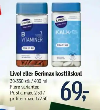 Føtex Livol eller Gerimax kosttilskud tilbud