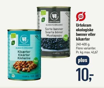 Føtex Urtekram økologiske bønner eller kikærter tilbud