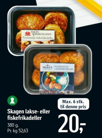 Føtex Skagen lakse- eller fiskefrikadeller tilbud