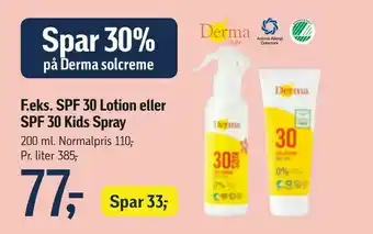 Føtex SPF 30 Lotion eller SPF 30 Kids Spray tilbud