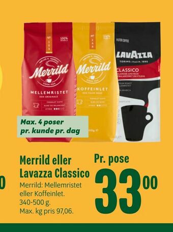 Min Købmand Merrild eller Lavazza Classico tilbud