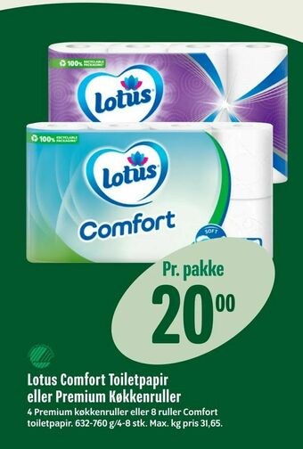 Min Købmand Lotus Comfort Toiletpapir eller Premium Køkkenruller tilbud