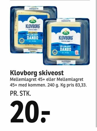 SPAR Klovborg skiveost tilbud