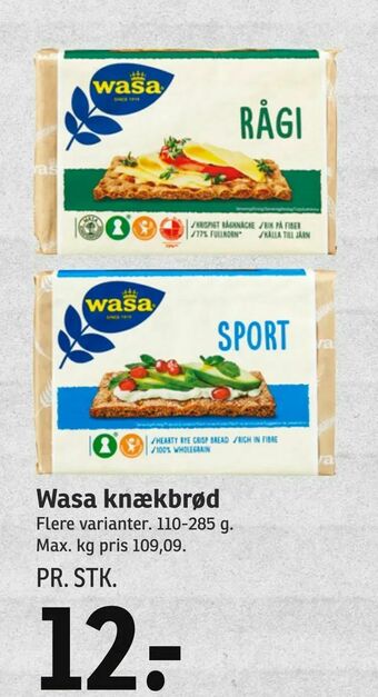 SPAR Wasa knækbrød tilbud
