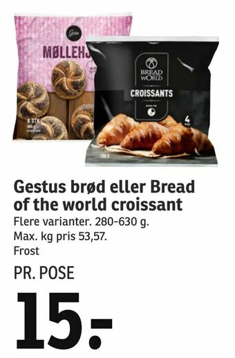 SPAR Gestus brød eller Bread of the world croissant tilbud