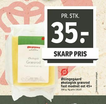 SPAR Øllingegaard økologisk græsrod fast modnet ost 45+ tilbud