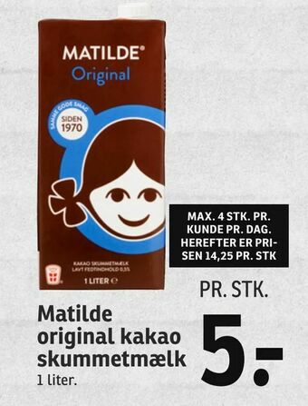 SPAR Matilde original kakao skummetmælk tilbud
