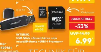 Intenso USB-Stick Speed Line Oder MicroSD-Karte UHS-I Premium