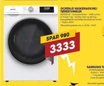 Punkt1 Gorenje vaskemaskine tørretumbler tilbud