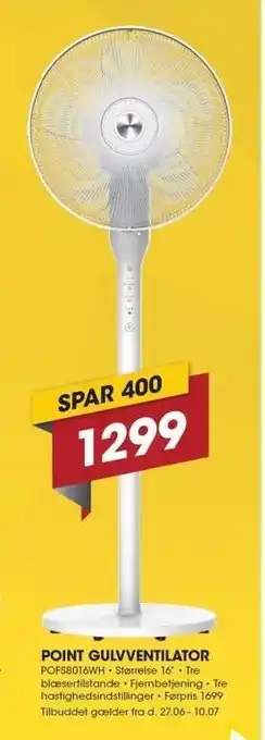 Punkt1 Point gulvventilator tilbud