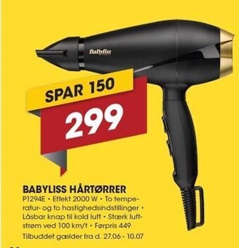 Punkt1 Babyliss hårtørrer tilbud