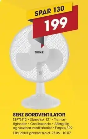 Senz bordventilator