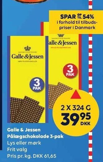 BorderShop Galle & Jessen pålægschokolade tilbud