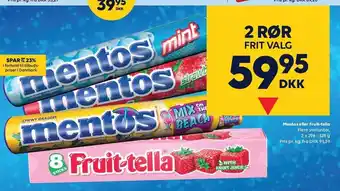 BorderShop Mentos el. fruit-tella 2 rør tilbud