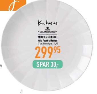 Imerco Royal Copenhagen hvid facet tallerken tilbud