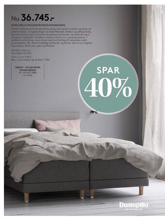 SengeSpecialisten Dunlopillo Passion Boxelevationsseng tilbud