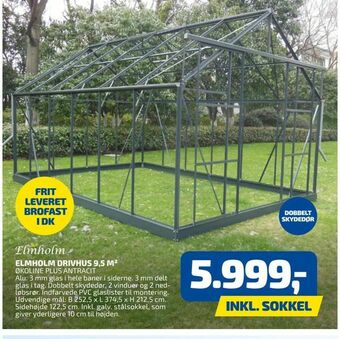 Davidsen Elmholm drivhus 9,5 m2 tilbud