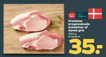 Netto Premieur krogmodnede koteletter af dansk gris tilbud