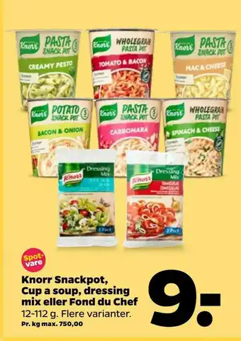 Netto Knorr Snackpot, Cup a soup, dressing mix eller Fond du Chef tilbud