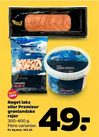 Netto Røget laks eller Premieur grønlandske rejer tilbud