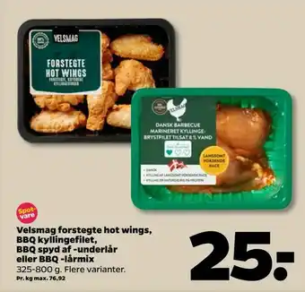 Netto Velsmag forstegte hot wings, BBQ kyllingefilet, BBQ spyd af -underlår eller BBQ -lårmix tilbud