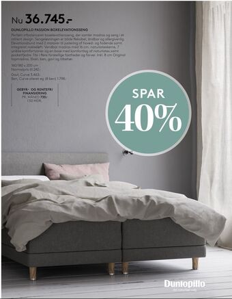 SengeSpecialisten Dunlopillo passion boxelevationsseng tilbud