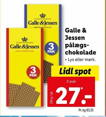 Let-Køb Galle & Jessen pålægschokolade tilbud