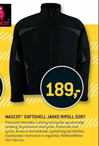 XL-BYG Mascot® softshell jakke ripoll sort tilbud