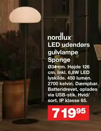 Bauhaus LED udendørs gulvlampe Sponge tilbud