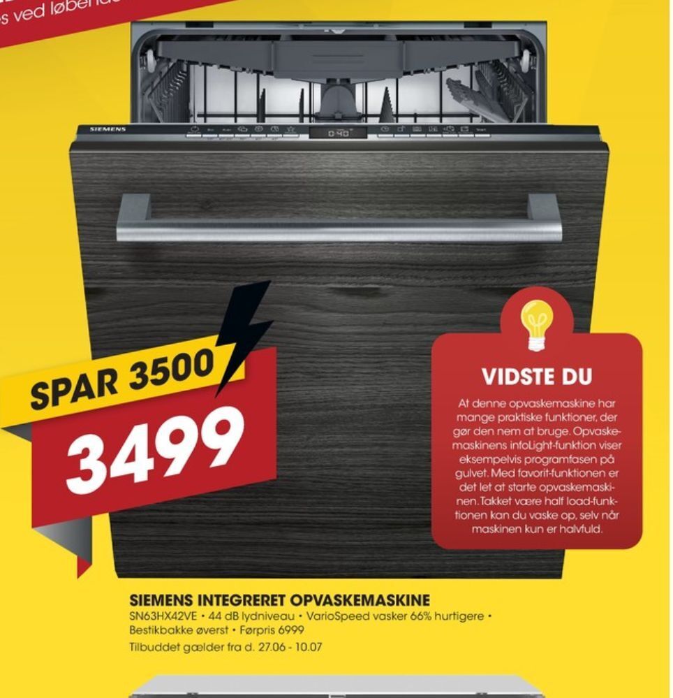 Siemens opvaskemaskine tilbud hos Punkt1