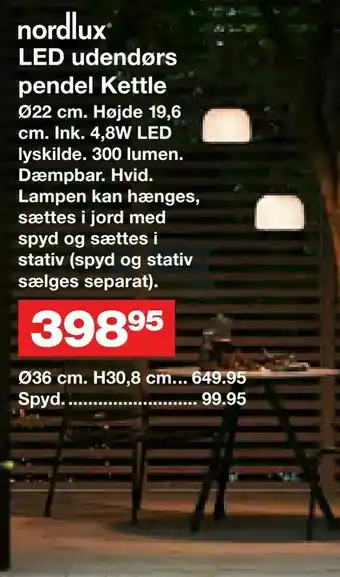 LED udendørs pendel Kettle