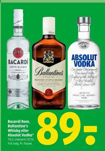 Coop 365 Bacardi Rom, Ballantine's Whisky eller Absolut Vodka tilbud