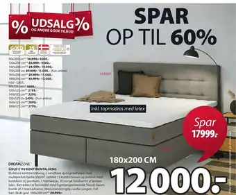 JYSK Dreamzone Gold C110 Kontinentalseng tilbud