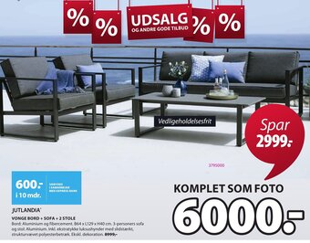 JYSK Jutlandia Vonge Bord + Sofa + 2 Stole tilbud