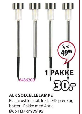 JYSK Alk Solcellelampe tilbud