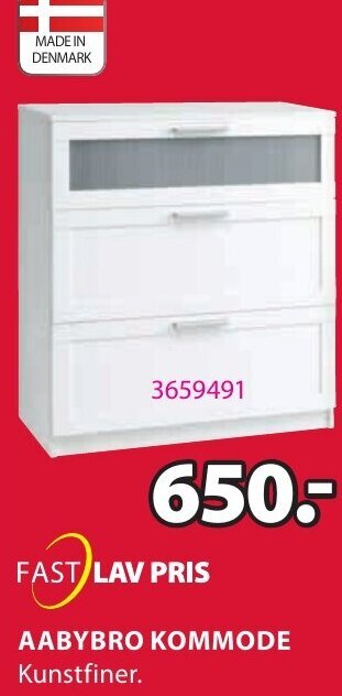 JYSK Aabybro Kommode Med 6 Skuffer B81 x H88 x D41 cm 650 tilbud