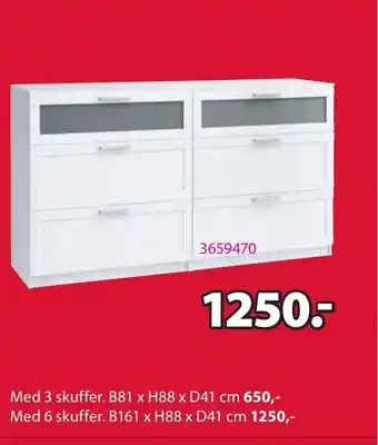 JYSK Aabybro Kommode Med 6 Skuffer B161 x H88 x D41 cm 1250 tilbud