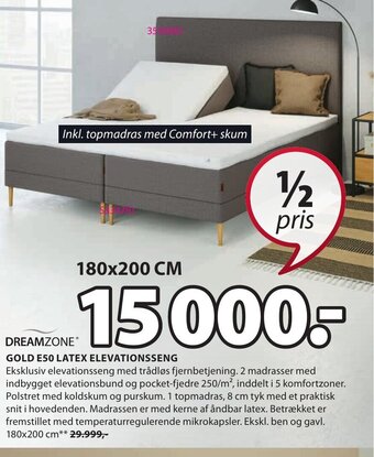 JYSK Dreamzone Gold E50 Latex Elevationsseng tilbud