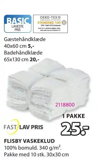 JYSK FAST LAV PRIS flisby vaskeklud tilbud